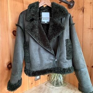 NVLT Women's Forest Green Shearling Teddy Jacket